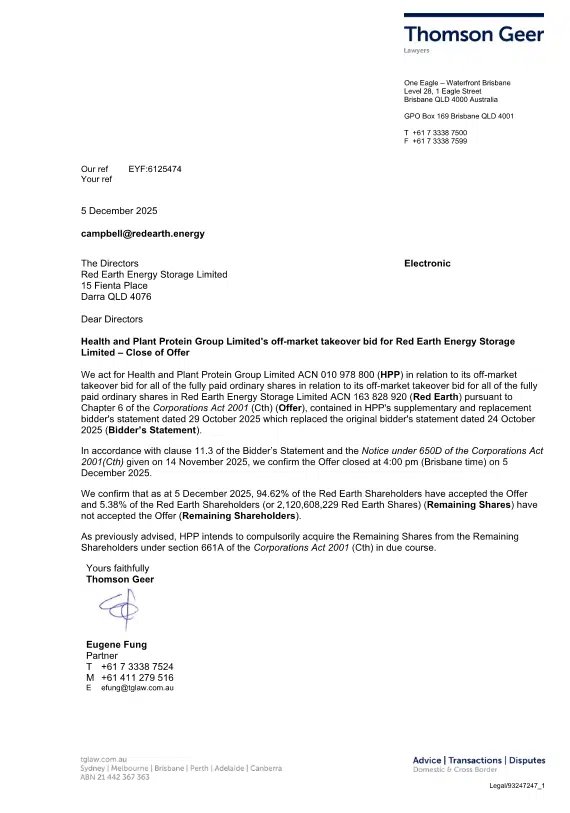 16. Redearth Close Of Offer (2025 12 05)